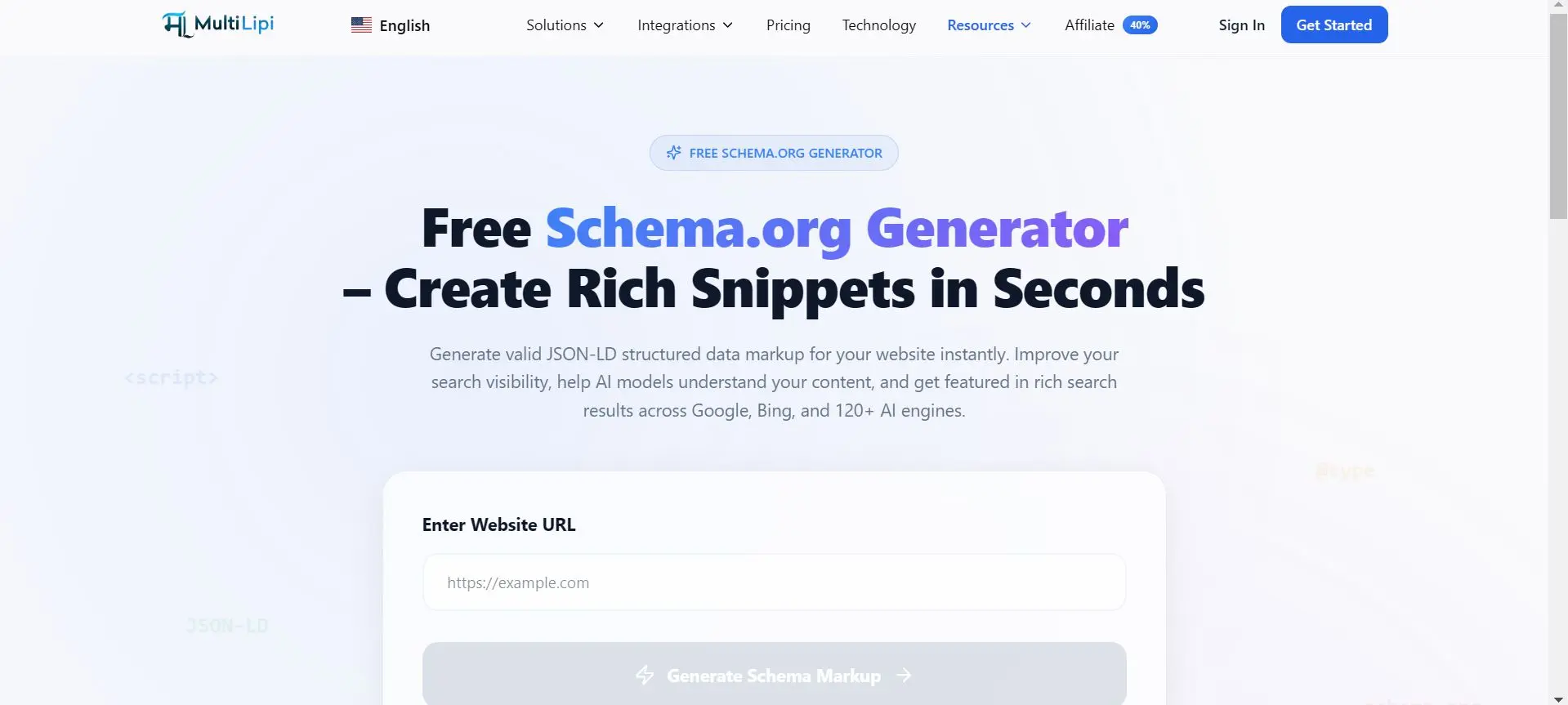 Schema.org checker page from Multilipi
