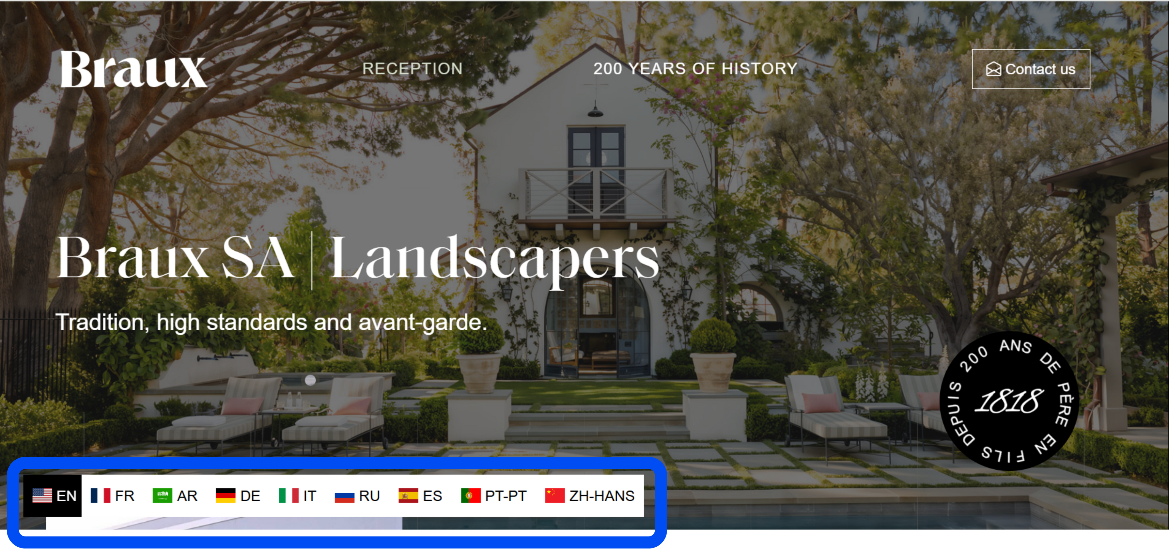 Braux.ch Website with MultiLipi Language Toggle